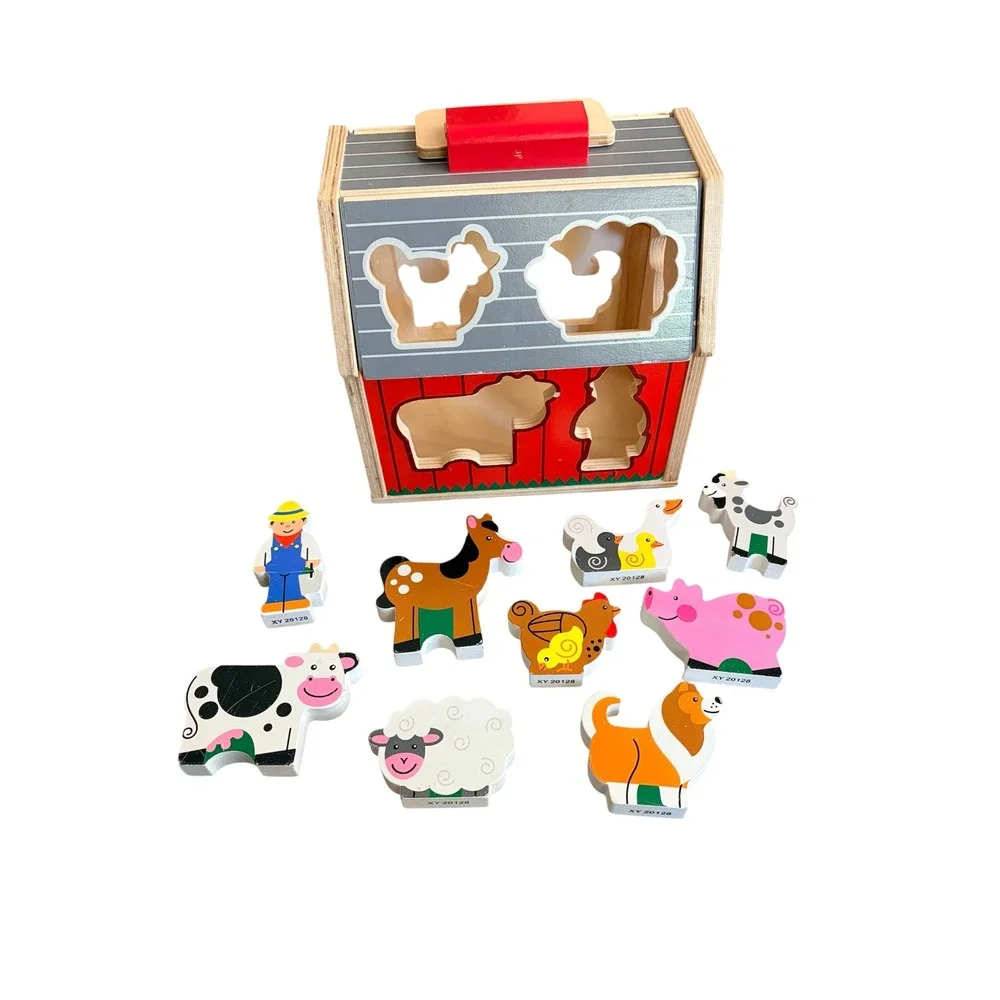 Melissa & Doug Take Along Wooden Shape Sorting Barn Toy